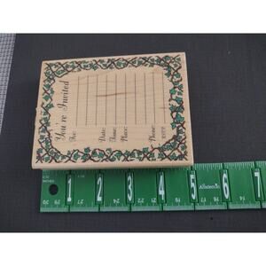 Vintage Stampabilities You're Invited Ivy Border Wood Rubber Stamp Craft 2002